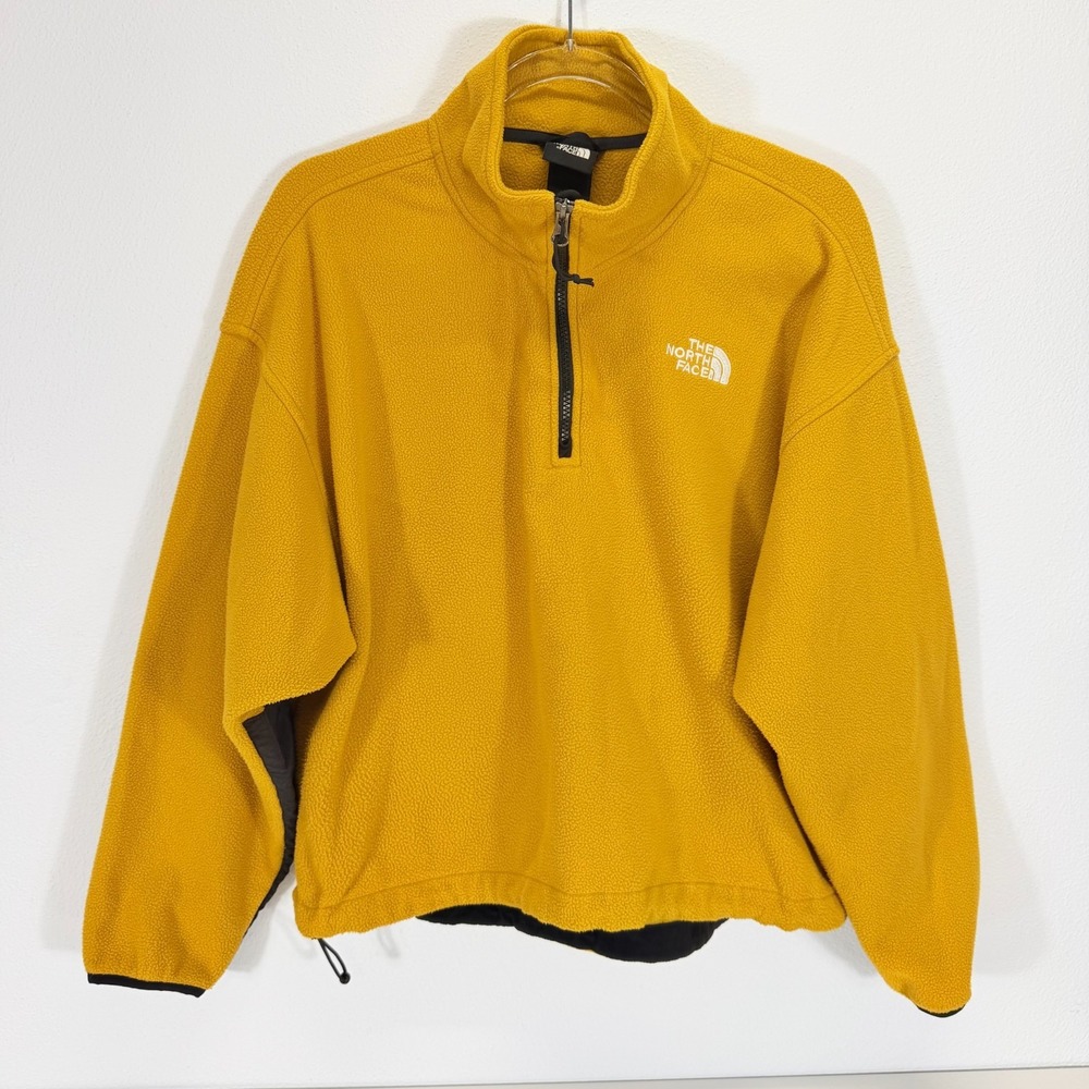 The North Face Womens TKA Kataka 1/4 Zip Yellow Black Fleece Jacket Size L